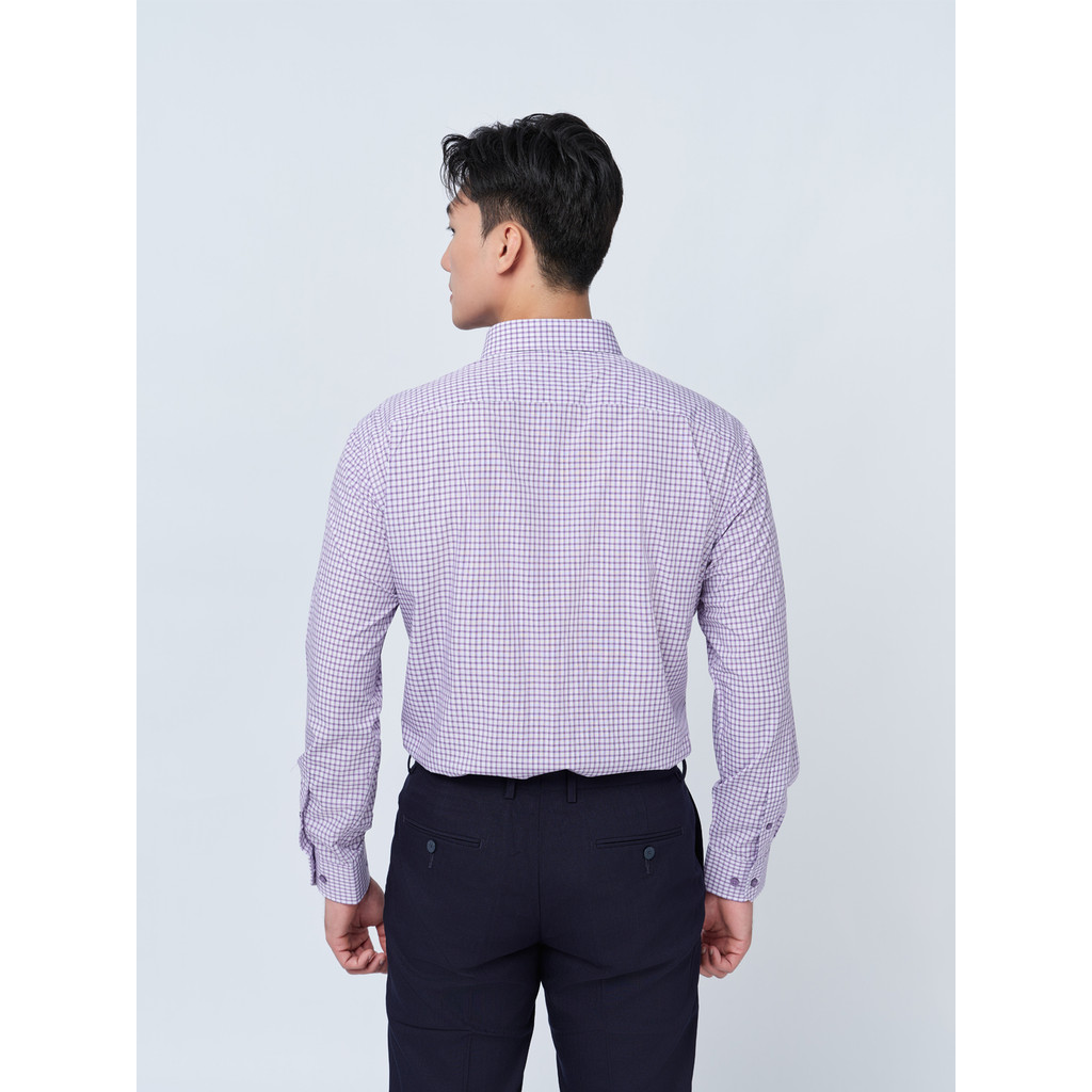 Sơ mi dài tay vạt tròn VIETTIEN vải sợi hoa hồng phom REGULAR VT00000337