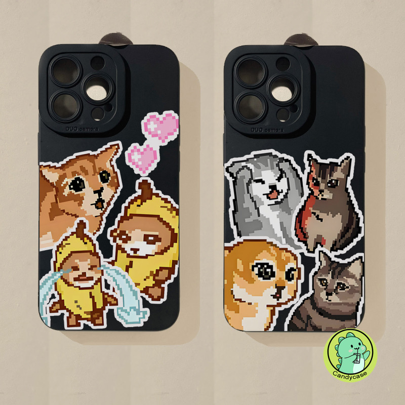 Ốp Điện Thoại Pixel Mèo Meme Ngộ nghĩnh Cho Samsung Galaxy S25 Edge S24 S23 S22 S21 S20 Ultra FE S10 Lite S9 S8 Plus Note 20 Ultra 5G 4G Ốp Lưng Mềm Chống Sốc Đơn Giản Mờ Dễ Thương