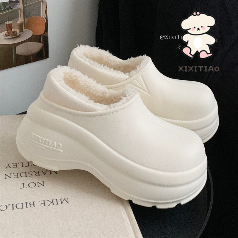 Xixitiao Cotton Dép Nữ Tăng Chiều Cao Giày Ngoài Mặc Đế Mềm Mới Thường Ngày