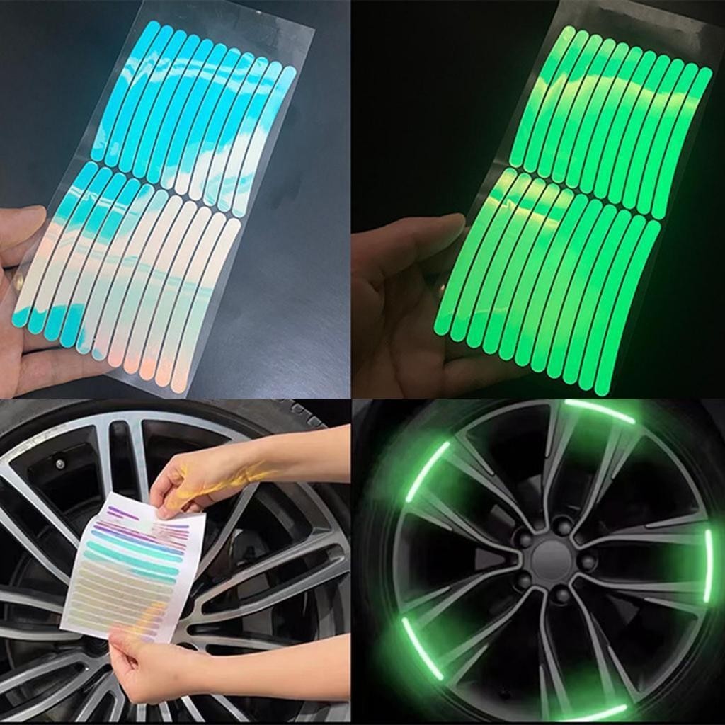 Bộ 20 Miếng Dán Phản Quang Màu Cầu Vồng Chống Thấm Nước Trang Trí Vành Bánh Xe - FE123