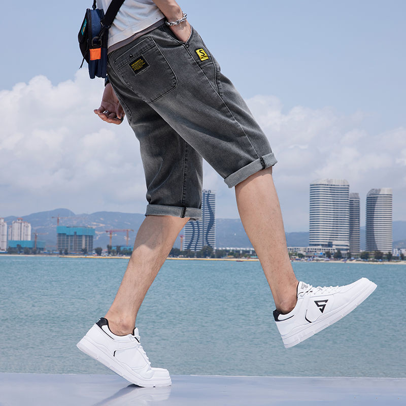 Quần Short Denim Nam Mùa Hè Mỏng Thẳng Rời Phiên Bản Hàn Quốc Hợp Thời Trang Dạo Phố Quần Crop Nam Mặc Ngoài Quần Giữa