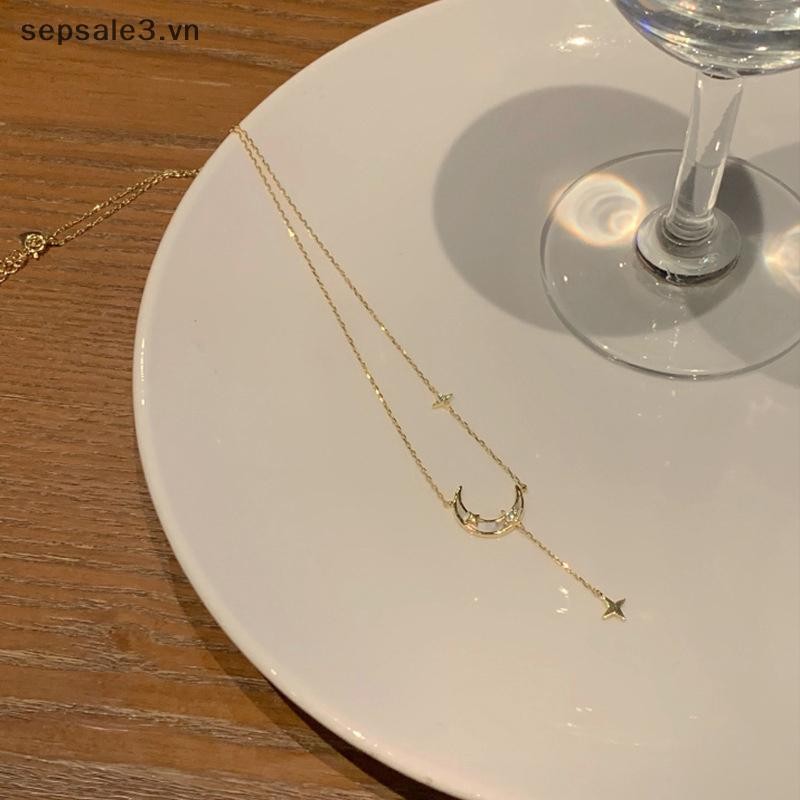 # Sepsale # New Elegent Màu Bạc Pha Lê Ngôi Sao Mặt Trăng Vòng Cổ Charm Mặt Dây Chuyền Vòng Cổ Choker Dành Cho Bé Gái Nữ Tuyên Bố Trang Sức Cưới.