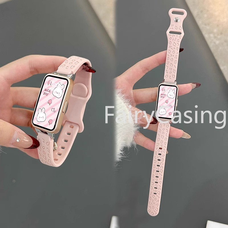 Dây đeo thể thao silicon mềm cho Huawei Band 11 pro 10 9 8 7 6Pro Dây đeo vòng tay thay thế in họa tiết da báo