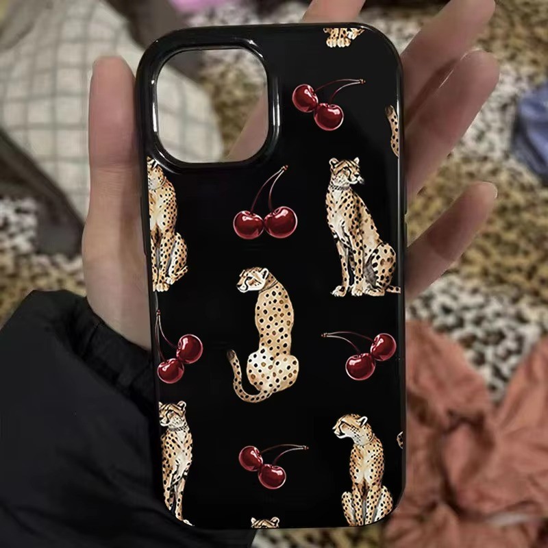 Cool Cougar Họa Tiết Anh Đào Ốp Lưng Điện Thoại iPhone 16 15 14 13 12 11 Pro Max X XS XR 7 8 Plus SE2 16E Shoockproof Bìa Mềm