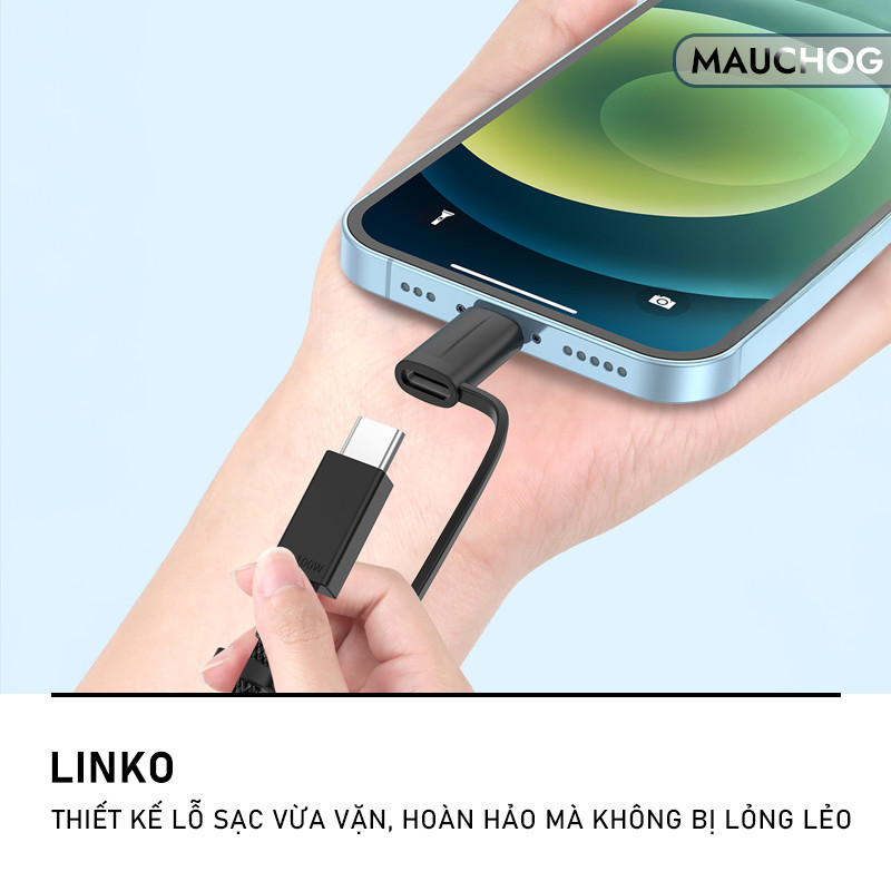 Đầu Chuyển Đổi Dây Cáp Sạc Type C Sang L 30W Dây Đeo Chống Rơi Cho Điện Thoại iPhone iPad Samsung