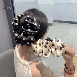 Kẹp móng vuốt tóc nơ lớn Julyhot Polka Dot - Kẹp hai mặt Massivedeals
