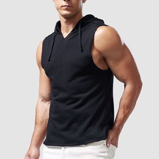 Áo ba lỗ thể thao không tay có mũ trùm đầu DICHUANGZHE cho mùa hè - Loose Fit