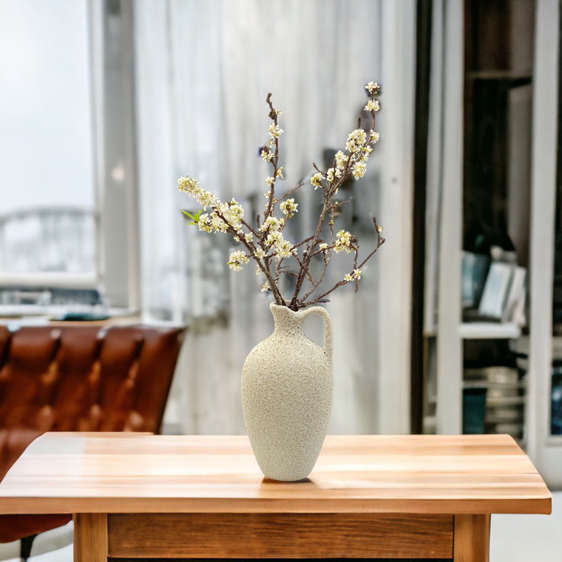 Bình Gốm Cổ trang men Atlantis Gốm Bát Tràng decor hoa cỏ lau, cành Thạch Nam, hoa ly, hoa loa kèn