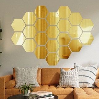 24 Miếng Dán Gương Lục Giác 3D Đề Can Dán Tường Tự Dính, Gạch Khảm Acrylic Trang Trí Nhà, DIY Có Thể Tháo Rời Phòng Ngủ / Tủ Quần Áo Trang Trí