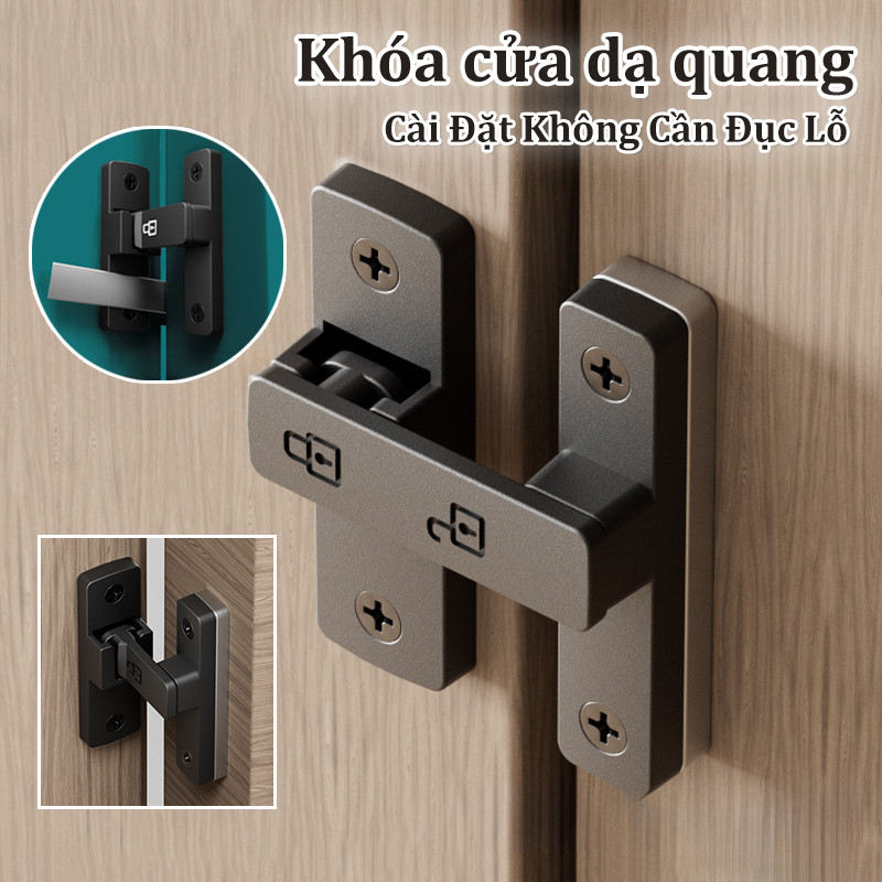 Khóa cửa dạ quang,Hợp kim kẽm 90°/180° Cửa chốt định vị không đục lỗ, Khóa Cửa Trượt,Cài Đặt Không Cần Đục Lỗ