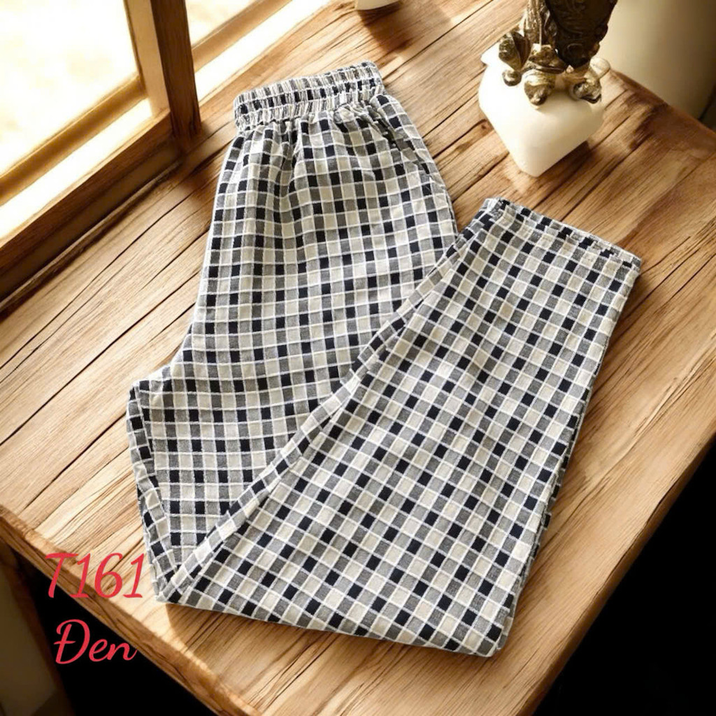 Quần Baggy ống ôm Dành cho nữ - quần Caro nhung - Ống 16cm - Dài quần 94cm - Mã T161