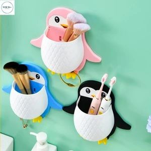 Kệ Treo Tường Đa Năng, Kệ Dán Tường Hình Chim Cánh Cụt Đựng Đồ Cá Nhân Mỹ Phẩm Bàn Chải Dễ Thương. Minh Nhung Shop