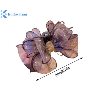 Kudosation Lưới Đen Nơ Kim Cương Giả Tóc Vintage Thanh Lịch Kẹp Tóc Kẹp Tóc Cho Nữ Thời Trang Phụ Kiện Tóc