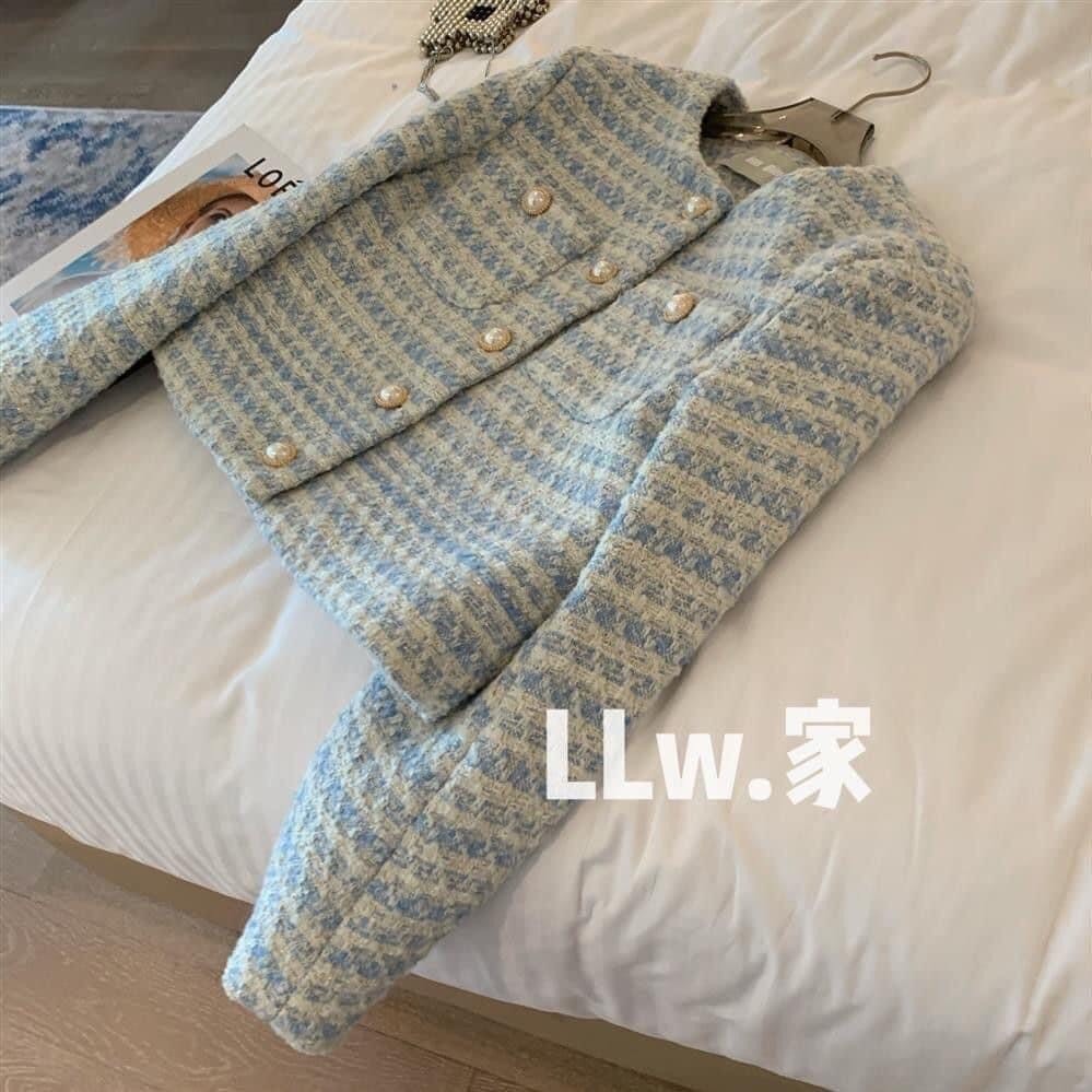 (HÀNG QC LOẠI 1) Áo dạ tweed nữ form lửng phối cúc ngọc trai phong cách tiểu thư xu hướng Hàn XIMI SP19
