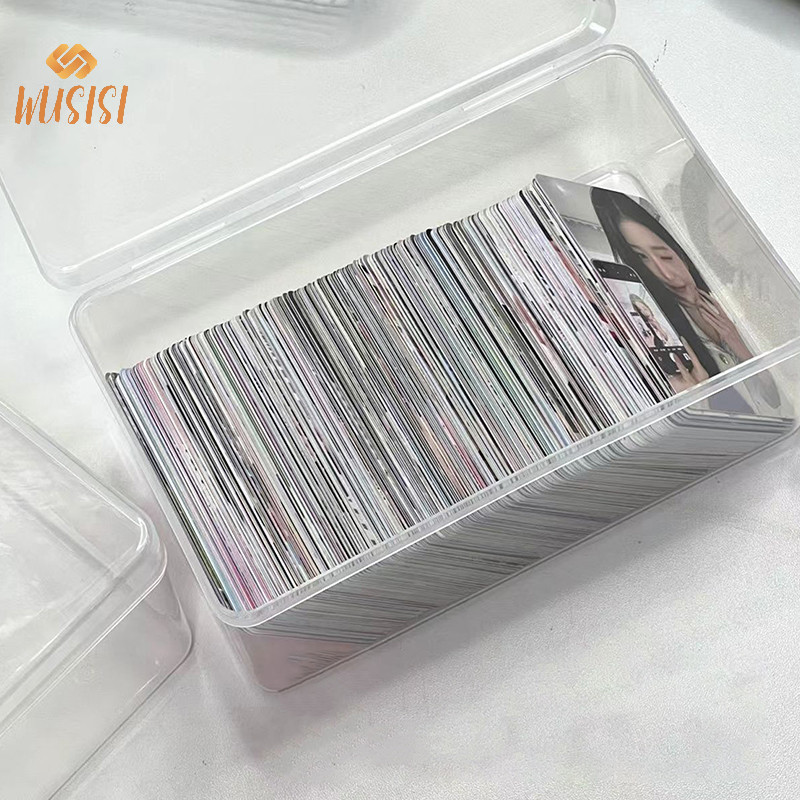 [WUSISI] Hộp đựng bông lật trong suốt Hộp đựng trang điểm al Photocard Thần tượng Thẻ Hộp đựng Hộp đựng chống bụi MỚI