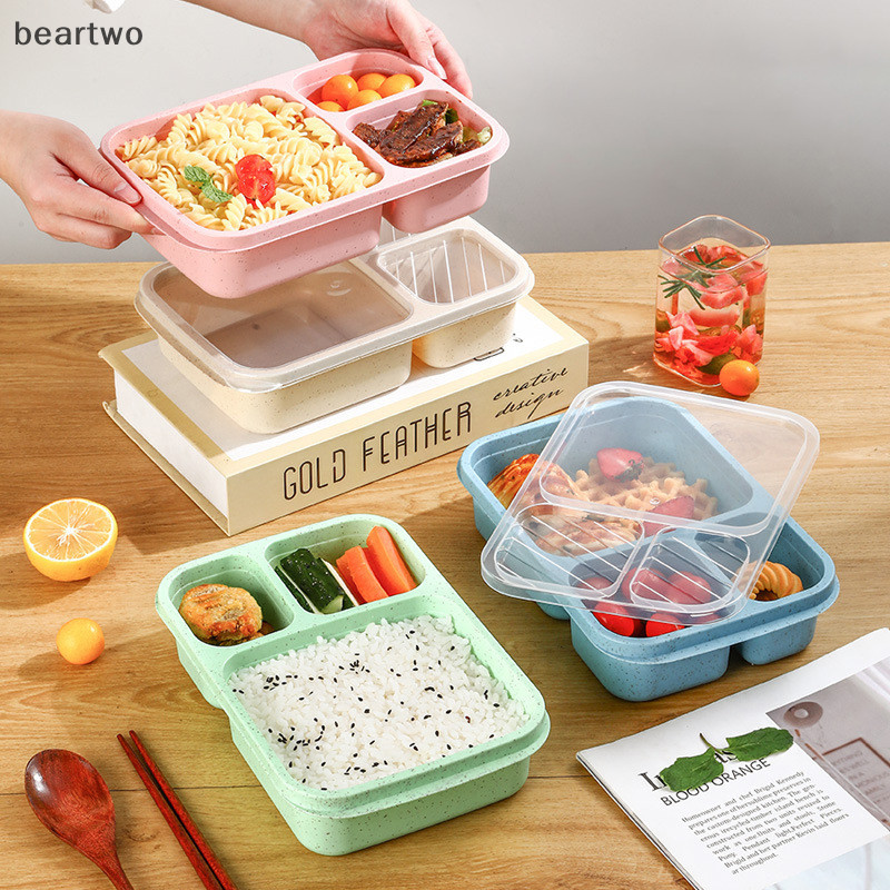 < Beartwo > Hộp Cơm Trưa Lò Vi Sóng Rơm Lúa Mì Đồ Ăn Hộp Bảo Quản Thực Phẩm Trẻ Em Trẻ Em Trường Văn Phòng Hộp Bento Di Động Túi Ăn Trưa Đẹp