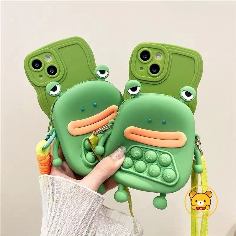 Vỏ Ếch Miệng Xúc Xích Cho iPhone 15 14 13 12 11 Pro Max 15 14 8 7 Plus 13 12 Mini 6S 6 X XR XS Max SE2020 Vỏ Ví Đựng Tiền Xu Hoạt Hình Có Dây Buộc Vỏ Điện Thoại Mềm Chống Rơi
