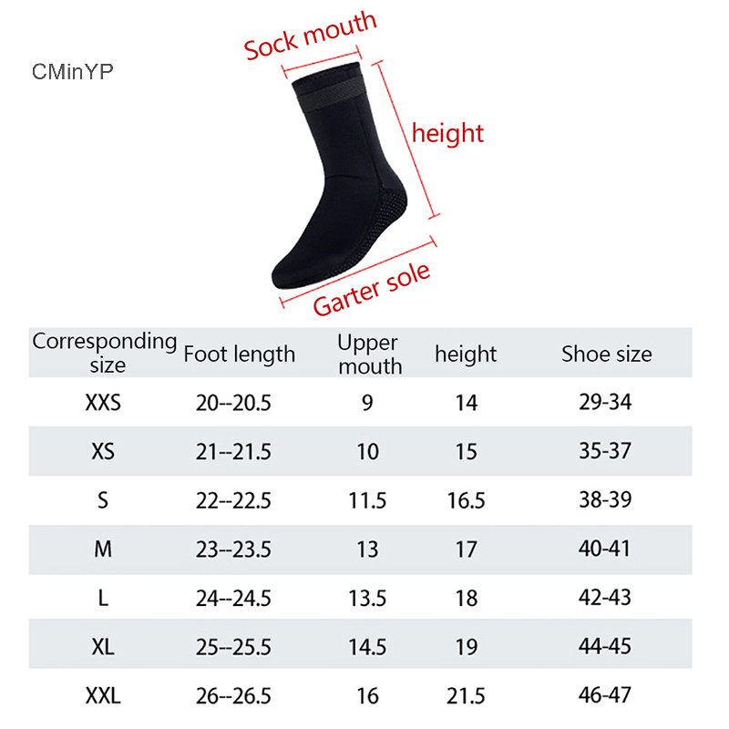 Cminyp 3mm neoprene tất lặn chống trơn trượt, giữ ấm, đi biển/lướt sóng, unisex