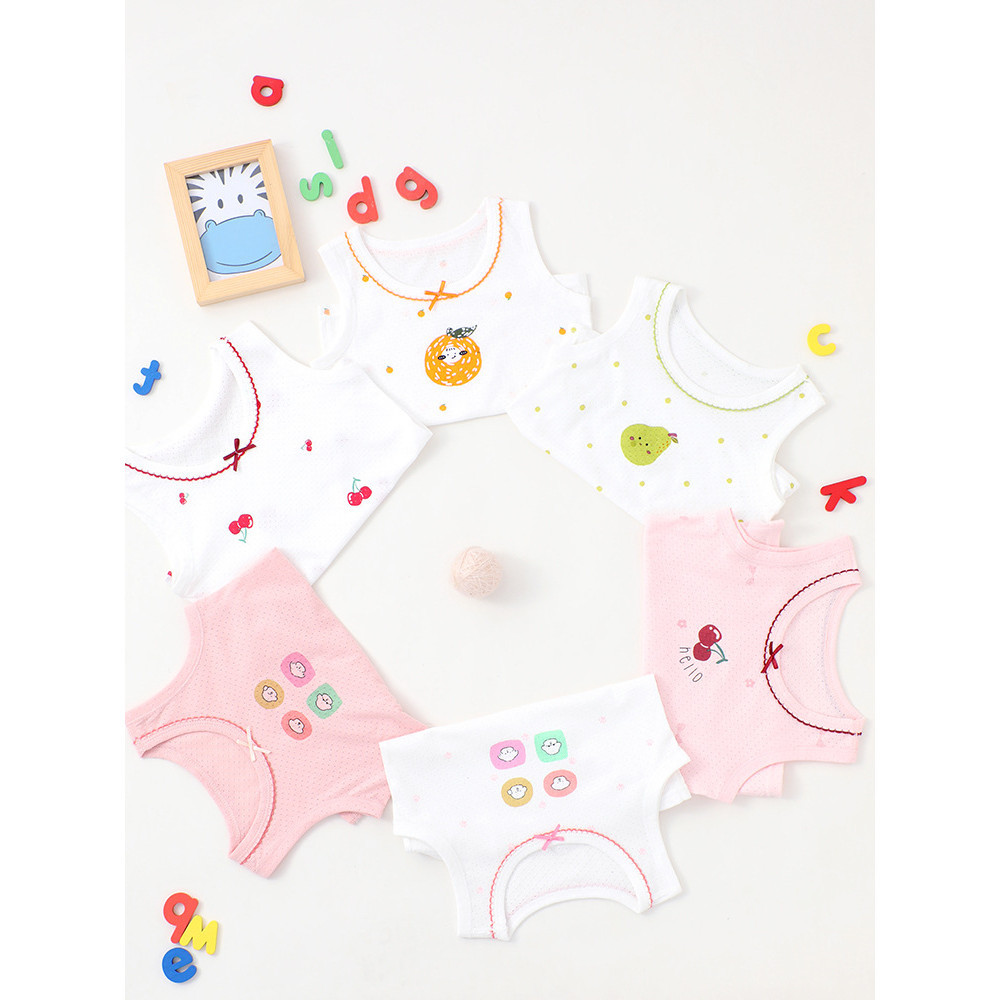 Phong Cách Mới Trẻ Em Nguyên Chất Cotton Lưới Áo Mỏng In Hình Hoạt Hình Sling Bé Gái Bé Trai Hợp Thời Trang Bán Buôn ABHC