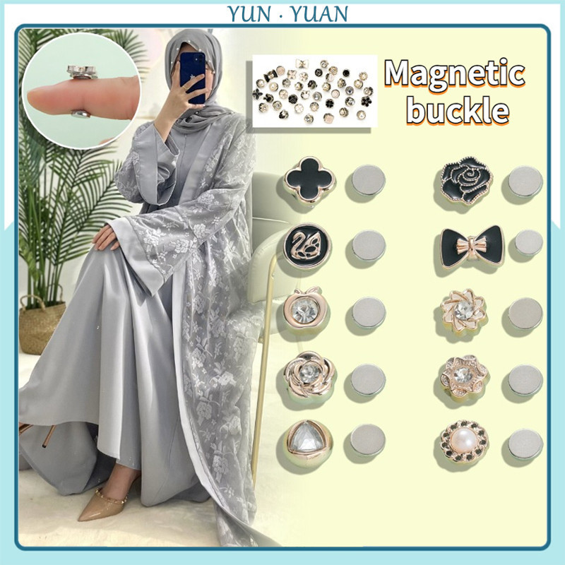 [Yunyuan] Quần áo Hồi giáo nơ hồng Khóa chống lộ nam châm Khóa từ tính Nút ngọc trai không có đinh Không may Trang trí có thể tháo rời