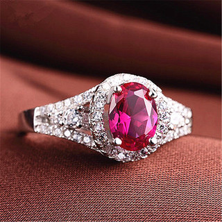 ❤ Sang Trọng Nguyên Bản Nhiều Kiểu Màu Đỏ Pha Lê Trái Tim Hoa Hồng Vàng Nhẫn Series Topaz Quà Tặng Retro Ruby Trang Sức