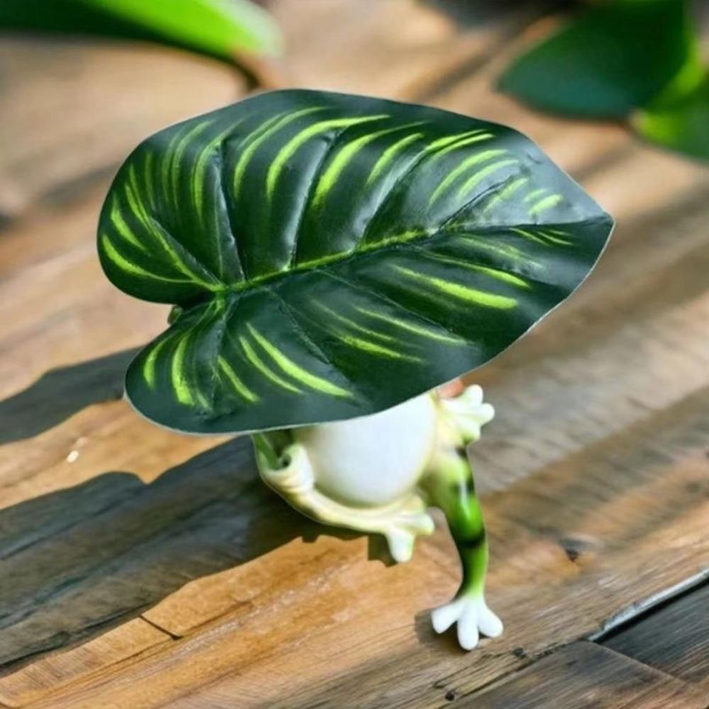 LACYES Ếch Bức Tượng, Sáng Tạo Với Lá Vườn Ếch Tượng, Nhỏ 3D Nhựa Trang Trí Phong Cảnh Ếch Trang Trí Trang Trí Máy Tính Để Bàn