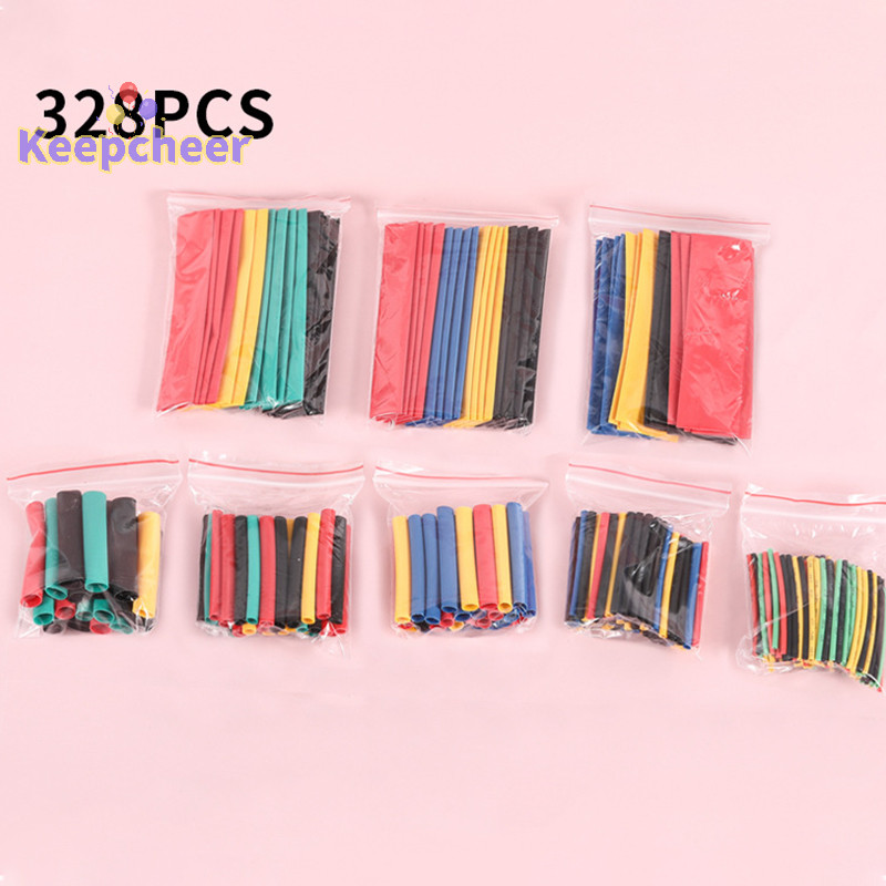 [Keepcheer] 328 CÁI Ống co nhiệt cách nhiệt Polyolefin Ống bọc dây Các loại Ống co lại Bọc dây cáp Bộ tay áo nóng [Mới]
