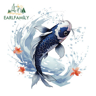 EARLFAMILY 13cm Cá Nhật Bản Có Sóng Xe Miếng Dán Chống Trầy Xước Tủ Lạnh Ván Trượt Xe Máy Chống Nắng JDM Decal Cá Tính Hàng Ô Tô