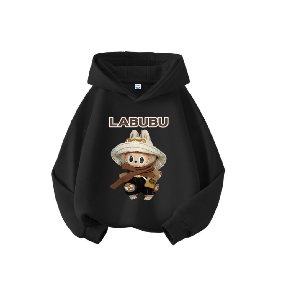 Labubu Áo Hoodie Dài tay 4 màu Mùa Thu/đông in hình hoạt hình cho bé trai, thời trang và đơn giản