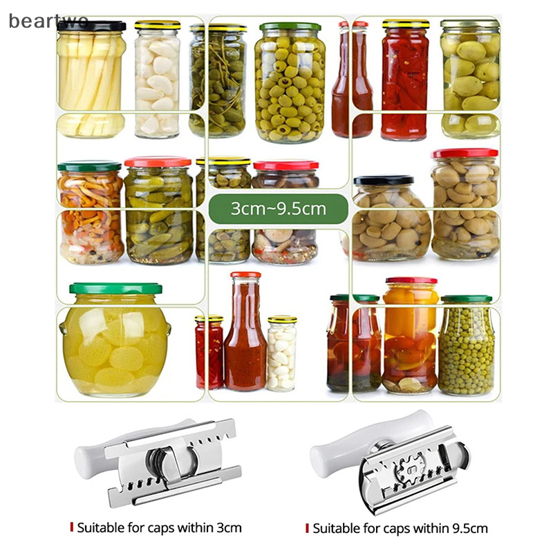 < Beartwo > Hướng dẫn sử dụng chống trượt Dụng cụ mở hộp bằng thép không gỉ có thể điều chỉnh Dụng cụ mở chai Dụng cụ mở chai Tiện ích gia dụng Phụ kiện tiện ích đẹp