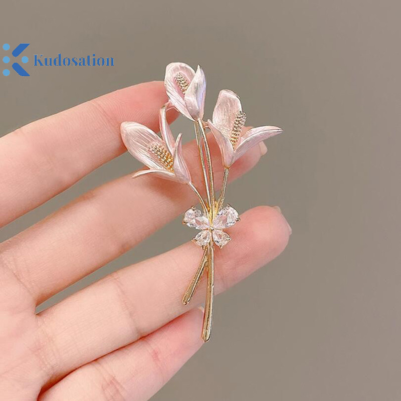 Kudosation Pha Lê Hoa Thổ Cẩm Ve Áo Pin Kim Cương Giả Trang Sức Nữ Cưới Chân Lớn Trâm Cài Cho Nữ Xòe Quần Áo Phụ Kiện