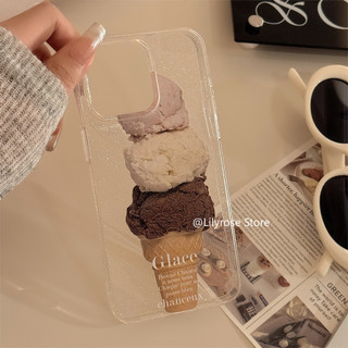 Ốp Lưng Lấp Lánh Trong Suốt Cho iPhone 15 14 13 Pro Max Apple 14 15 Plus Vỏ iPhone 11 Pro Max Kem Mùa Hè Mềm Y2K Girl