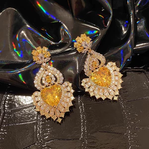 Bông tai hình quạt Zircon phong cách mới Bông tai thời trang khí chất sang trọng
