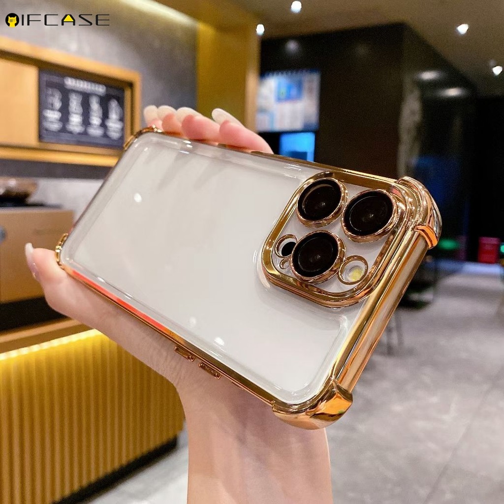 Dành Cho Samsung Galaxy A16 A15 A14 A13 A12 A55 A54 5G A52 A52s A51 4G Ốp Điện Thoại 4 Góc Túi Khí Chống Rơi Chống Sốc Mạ Vàng Trong Suốt Vỏ Mềm Ốp Lưng