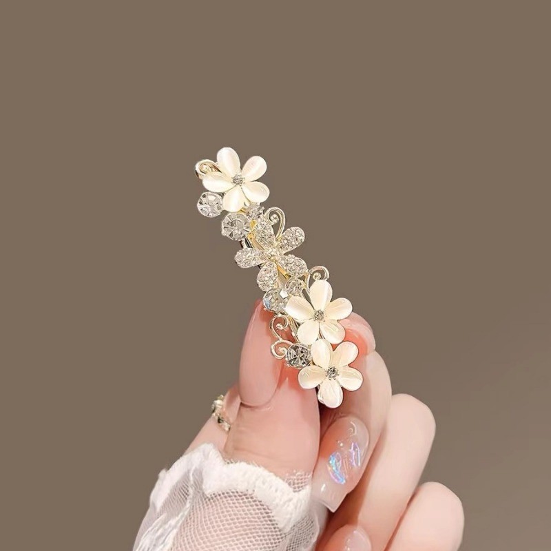 Mauropoli Kẹp Tóc Kim Loại Hoa Mắt Mèo, Phụ Kiện Nữ Mùa Hè, Kẹp Một Từ, Kẹp Bên, Mũ Đội Đầu, Nửa Buộc Tóc
