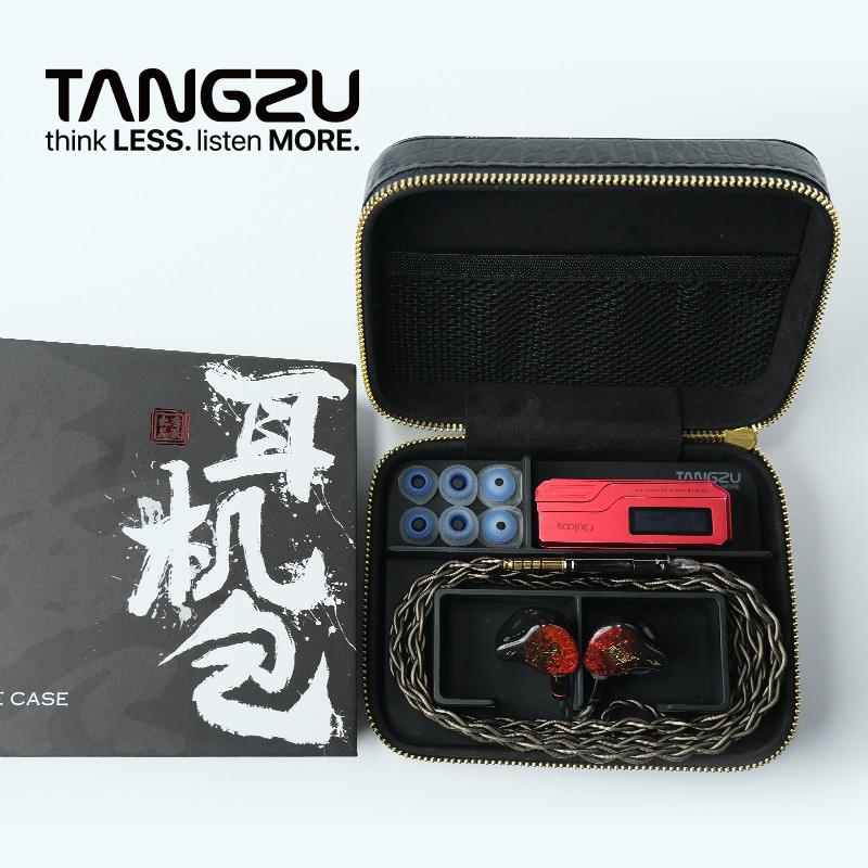 Tangzu Túi đựng tai nghe màu đen MAX HIFI Hộp đựng phụ kiện lưu trữ cho IEMs Bộ điều hợp âm thanh Đầu tai và cáp Bajie Xuânwu Cổng