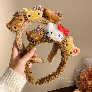 Băng đô in hình da báo sang trọng dành cho nữ Phim hoạt hình Hello Kitty Mũ đội đầu chống trượt