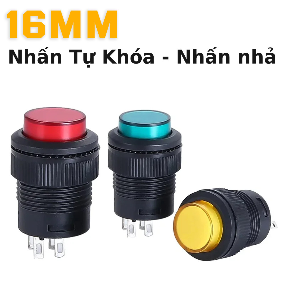 Nút Công tắc on off tự khóa 16mm On/Off, Reset, Exit có LED, Kiểu hình ...