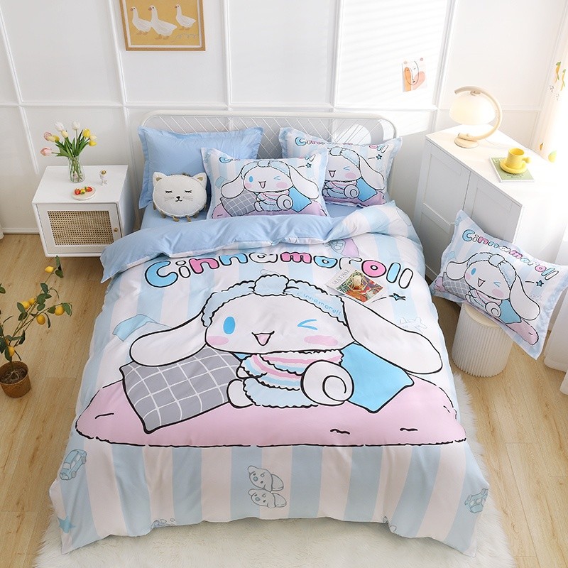 Ps1 Sanrio Cinnamoroll Hoạt Hình 3IN1 Ga Trải Giường Chăn Gối Chất Lượng Cao Cấp Bộ Chăn Ga Gối Phòng Ngủ Gia Đình Có Thể Giặt Được