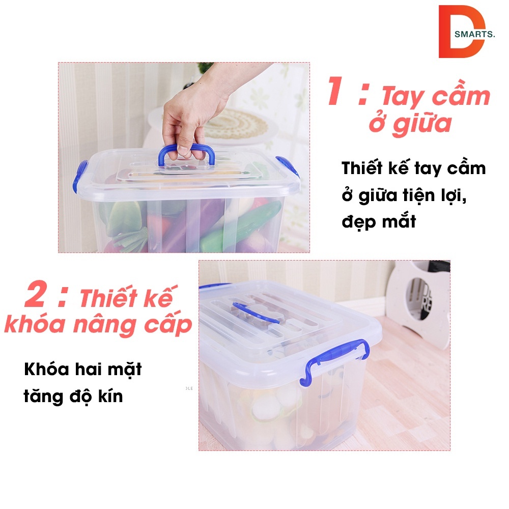 Thùng Nhựa Có Nắp Trong Suốt Đựng Đồ, Hộp Đựng Đồ Chơi Đa Năng Có Bánh Xe