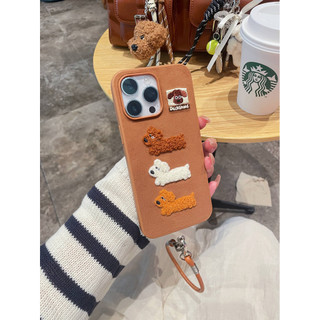 Dễ Thương Sang Trọng Dachshund Nâu Flannel Dây Đeo Cổ Tay Ốp Lưng Điện Thoại iPhone 17Promax 16 15 14 13 Pro Max Nữ Vỏ Di Động