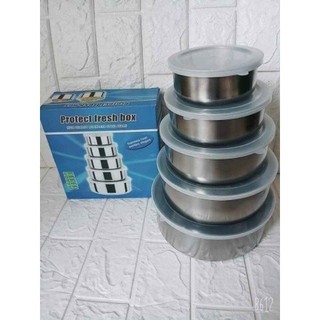 Bộ 5 hộp đựng thực phẩm inox kèm nắp nhựa cao cấp, thố lạnh bảo quản tiện lợi