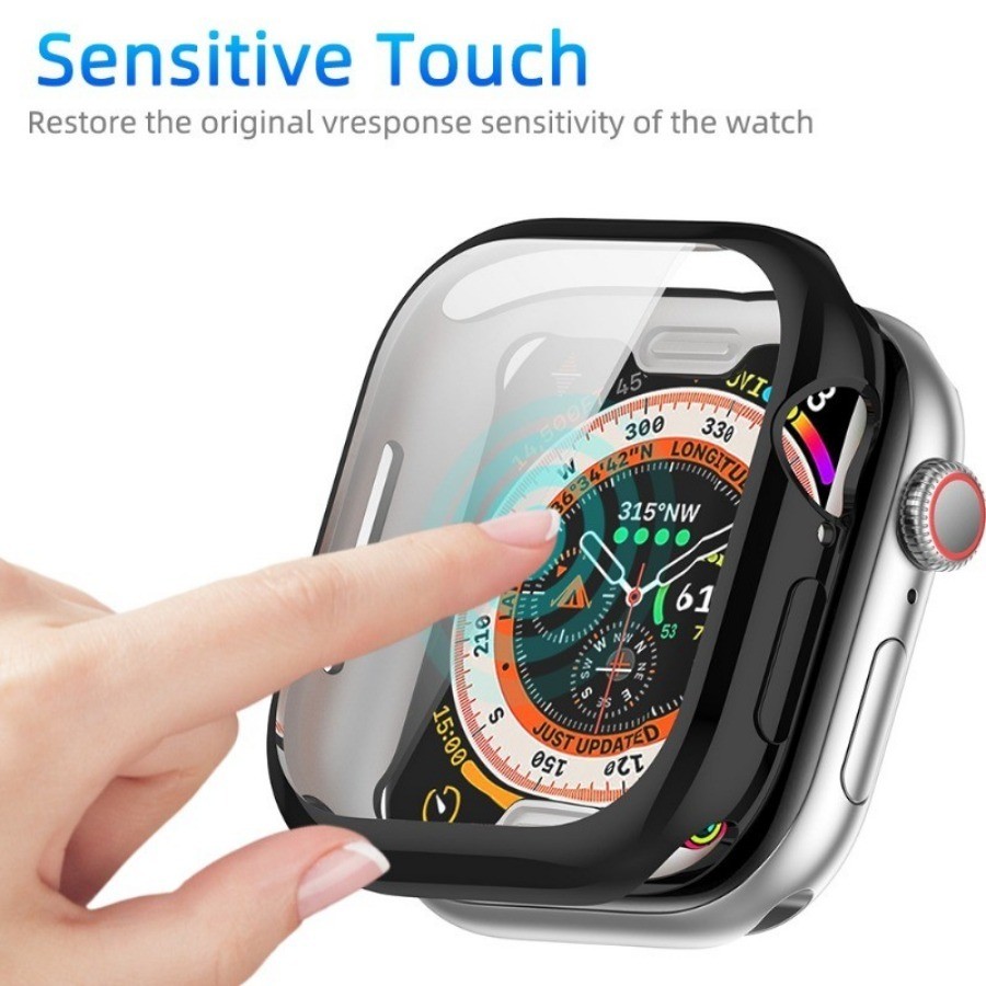 Bảo Vệ Màn Hình Ốp Lưng Trong Suốt Cho Apple Watch 46MM 42mm 45mm 41mm 44MM 40MM Silicon Mềm Trong Suốt Bao 42mm 38MM series 10 9 8 7 SE 6 5 4 Cho iwatch