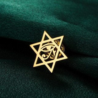 SKYRIM Golden Eye Six Star Trâm cài bằng thép không gỉ Phụ kiện trang sức hợp thời trang