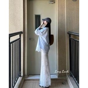 Set ren 3 chi tiết áo sơ mi chân váy ren và áo bra cao cấp dành cho nữ mặc đi chơi du lịch biển xinh - LL