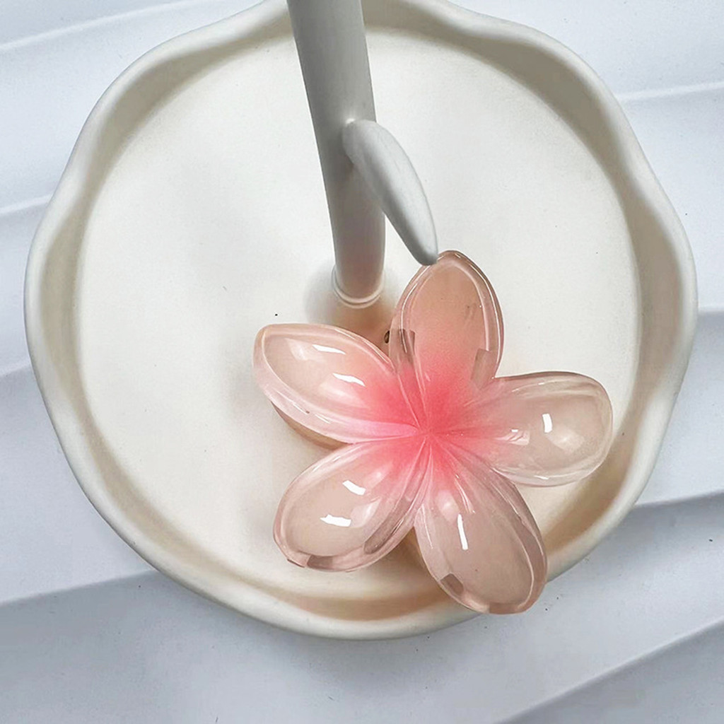 Nhựa Frangipani Tóc Móng Vuốt Kẹp Đuôi Ngựa Giá Đỡ Màu Gradient Cá Mập Kẹp Cho Nữ Và Bé Gái Sử Dụng Hàng Ngày