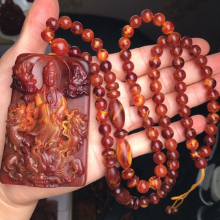 Mặt dây chuyền nam độc đáo từ ambergris tự nhiên chính hãng, thiết kế Cửu Long quan âm - 2024