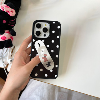 Chấm bi đen + chân đế chó con cho iphone17 17air 17promax 16promax 15promax 14 / 13 / 15 / 16pro iphone13 vỏ TPU iphone mới chống bụi