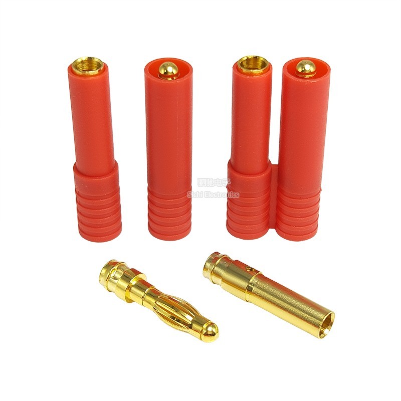 Mô Hình Máy Bay Đèn Lồng Đầu Chuối Động Cơ 3.5MM Pin Điều Hòa Điện Tử Chuyên Dụng Mạ Vàng 4mm Với Vỏ Đỏ Cắm Đồng Nguyên Chất