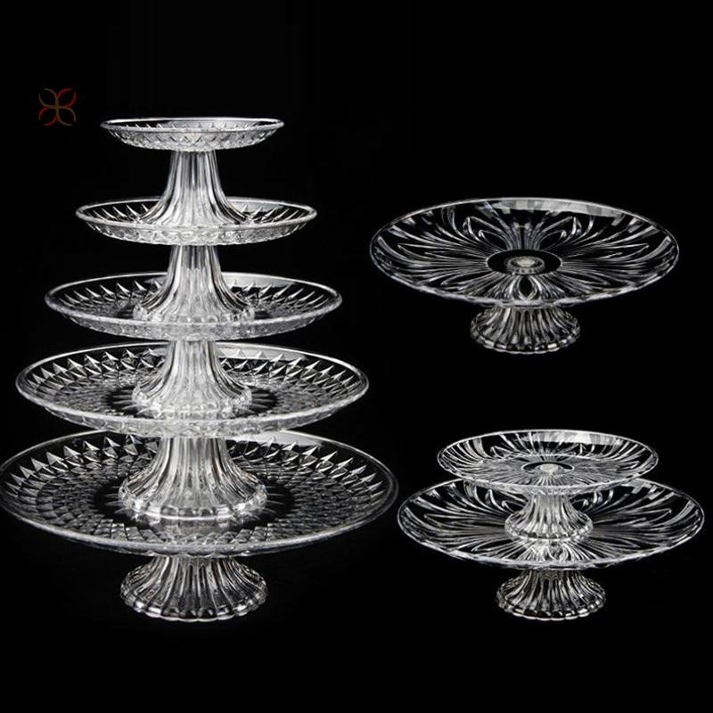 < WHPHous-t > Đĩa phục vụ trong suốt bằng Acrylic Trái cây tráng miệng Khay đựng bánh Cupcake Đế trưng bày Đĩa ăn tối tròn Đồ dùng nhà bếp